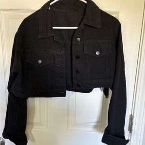 SHEIN Black Cropped Jean Jacket